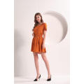 Damen Orange Sommer Minikleid